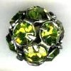 1 10mm Round Gunmetal with Olive Rhinestones